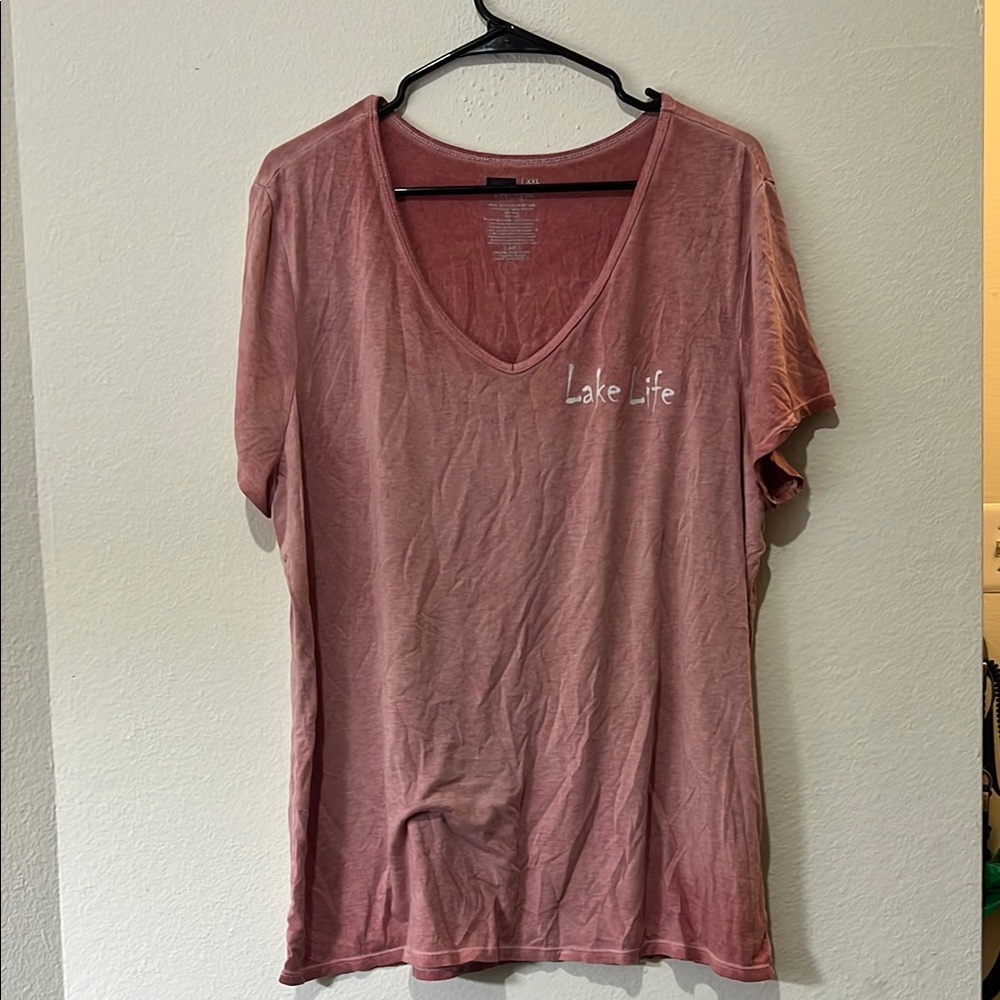 Time and Tru Pink Relaxed Short Sleeve Tee